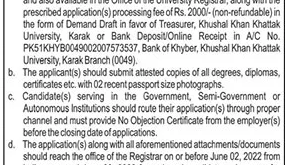 Job Vacancies at Khushal Khan Khattak Universsity jobs in kpk